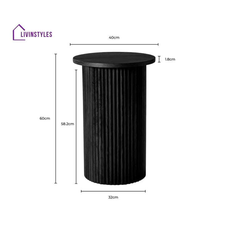 Tomás Round Pedestal Side Table - Black Side Table