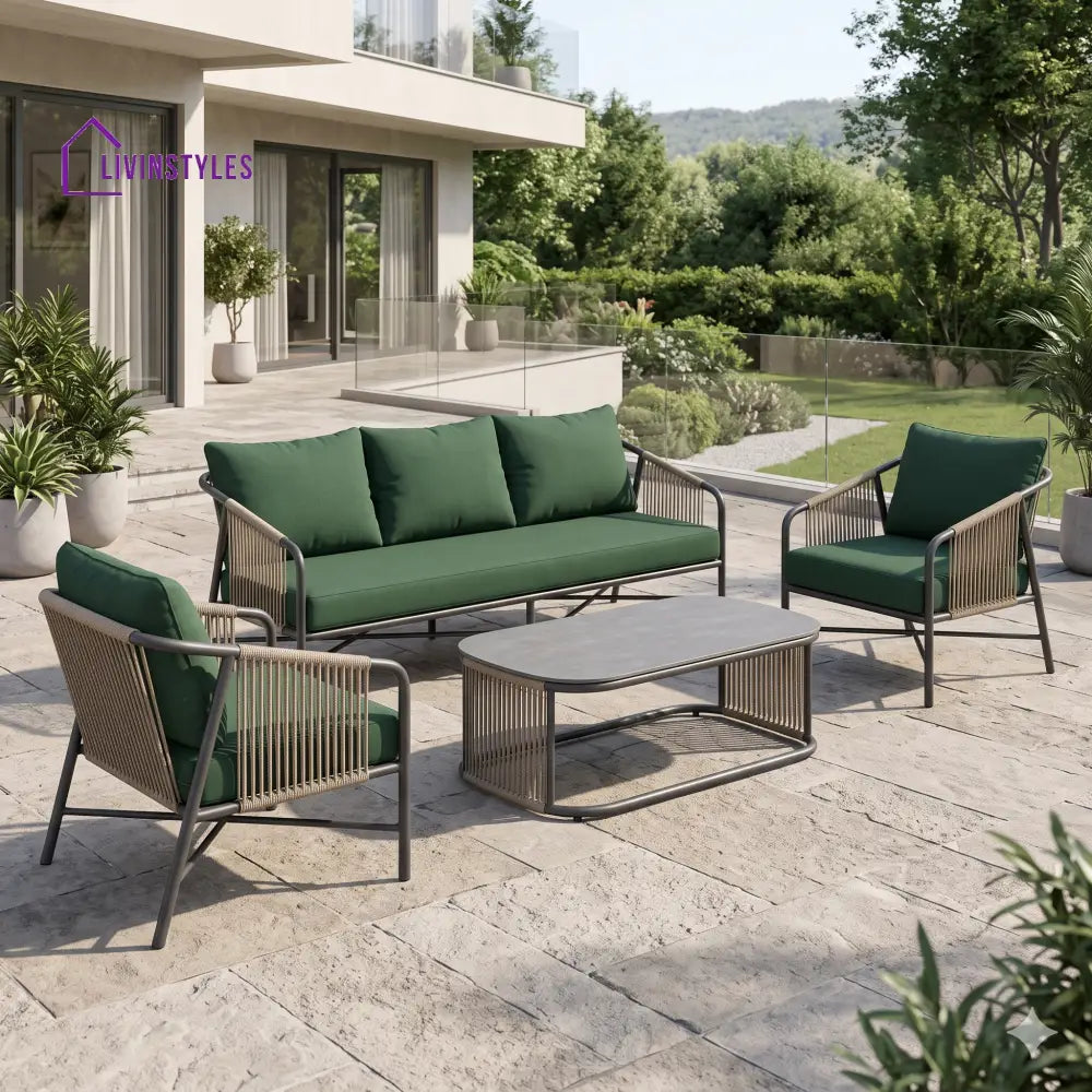 Tomasz Premium MS Frame with Powder Coated Outdoor Sofa Set with Weather Proof Fabric
