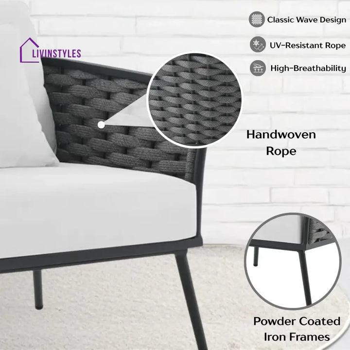 Tomoko 6-Piece Outdoor Rope Sofa Set (Grey & White) - Sofa Set