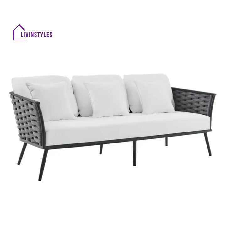 Tomoko 6-Piece Outdoor Rope Sofa Set (Grey & White) - Sofa Set