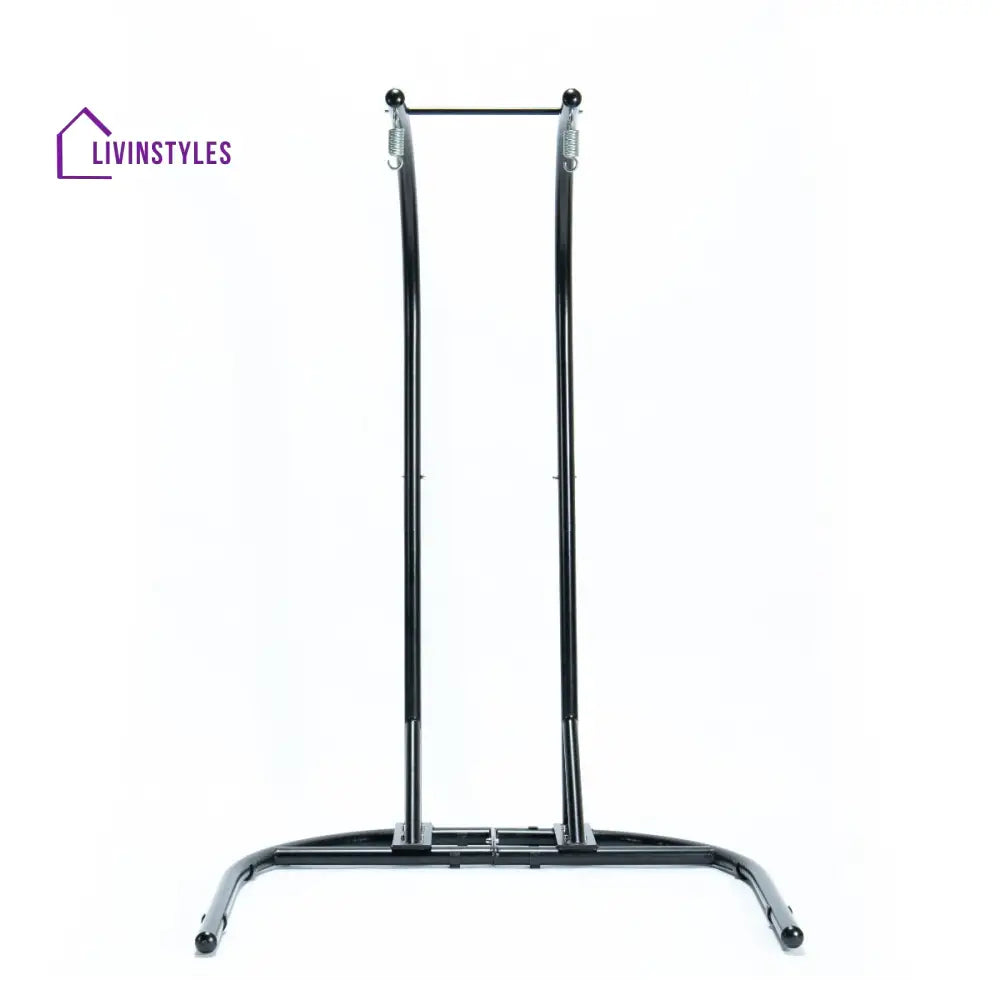 Tonia Double Seater Hanging Swing With Stand For Balcony Garden Swing (Black) Braided and Rope - Swings
