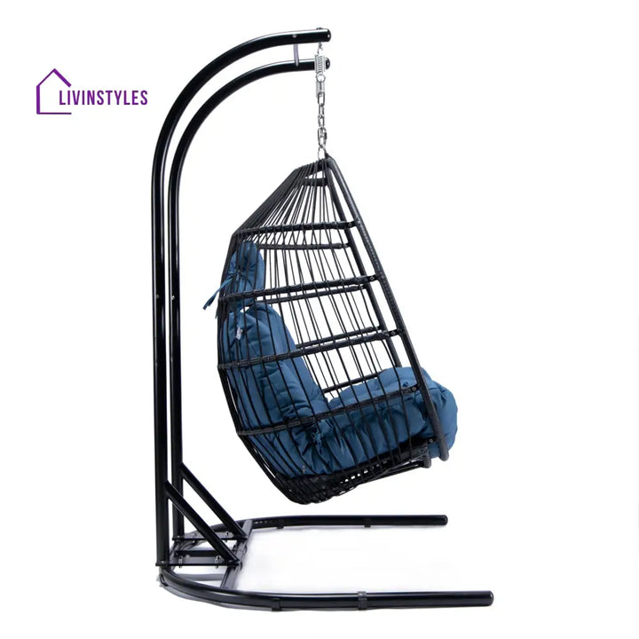 Tonia Double Seater Hanging Swing With Stand For Balcony Garden Swing (Black) Braided and Rope - Swings