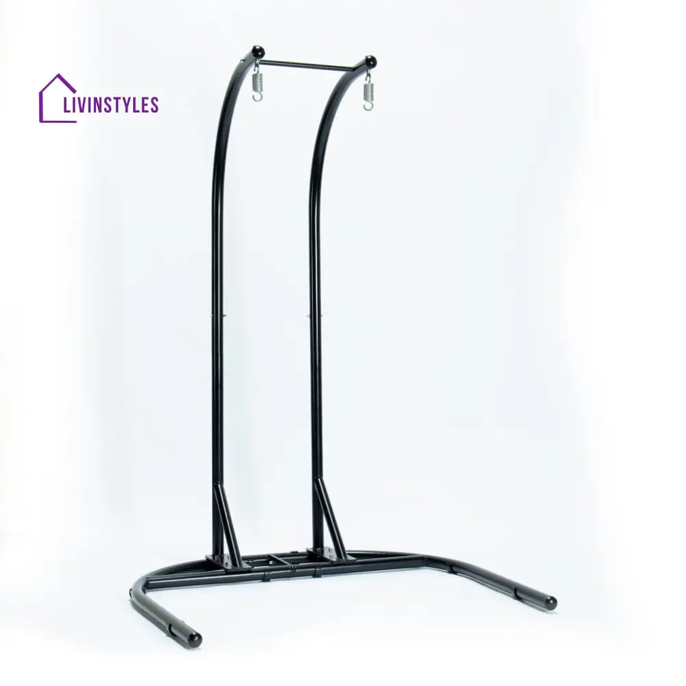 Tonia Double Seater Hanging Swing With Stand For Balcony Garden Swing (Black) Braided and Rope - Swings