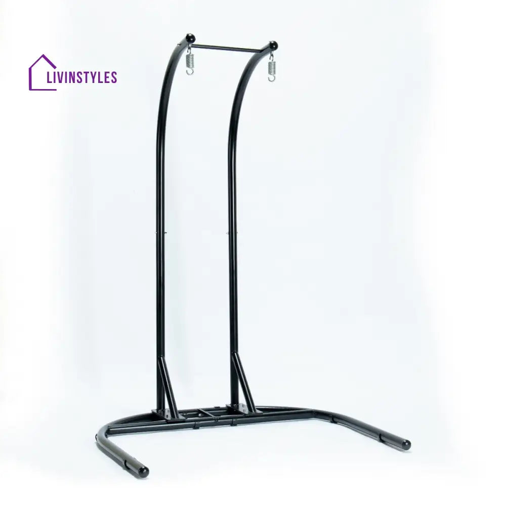 Tonia Double Seater Hanging Swing With Stand For Balcony Garden Swing (Black) Braided and Rope - Swings