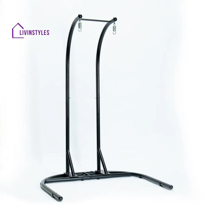 Tonia Double Seater Hanging Swing With Stand For Balcony Garden Swing (Black) Braided and Rope - Swings