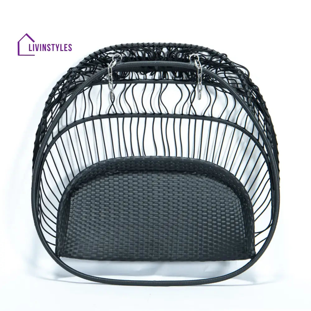 Tonia Double Seater Hanging Swing With Stand For Balcony Garden Swing (Black) Braided and Rope - Swings