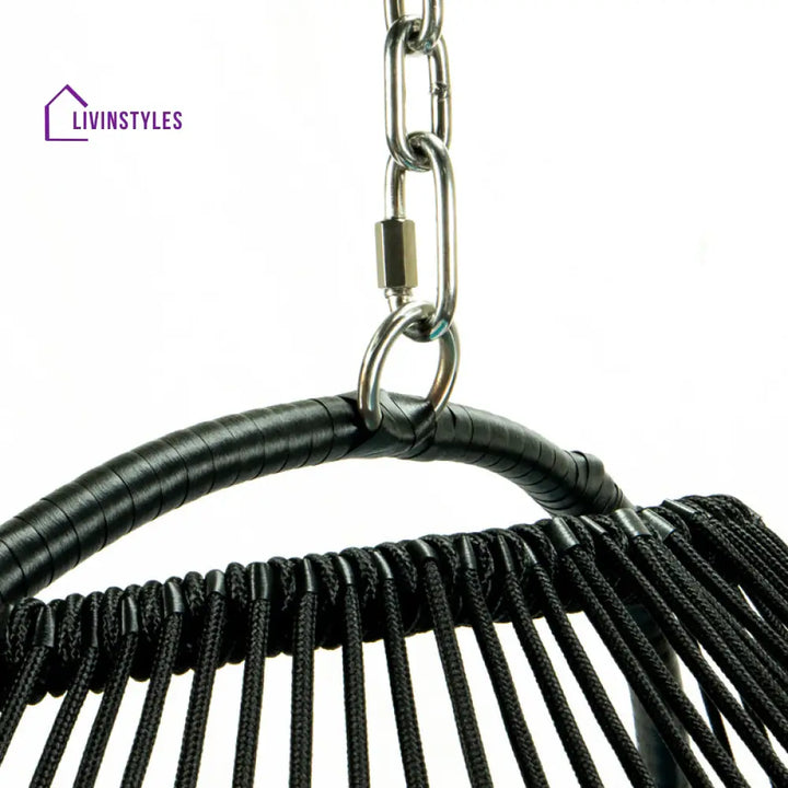 Tonia Double Seater Hanging Swing With Stand For Balcony Garden Swing (Black) Braided and Rope - Swings