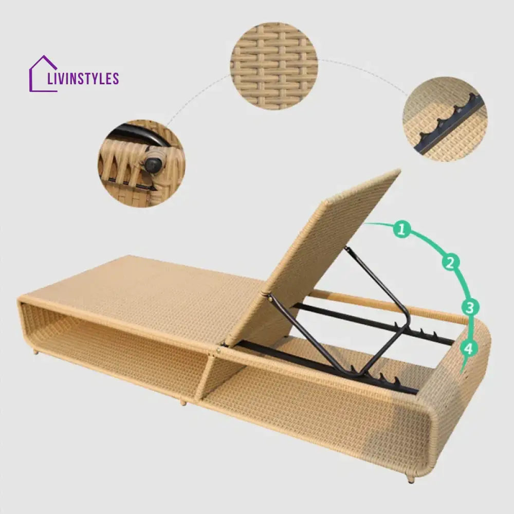 Tonio Outdoor Swimming Poolside Lounger (Beige) - Loungers