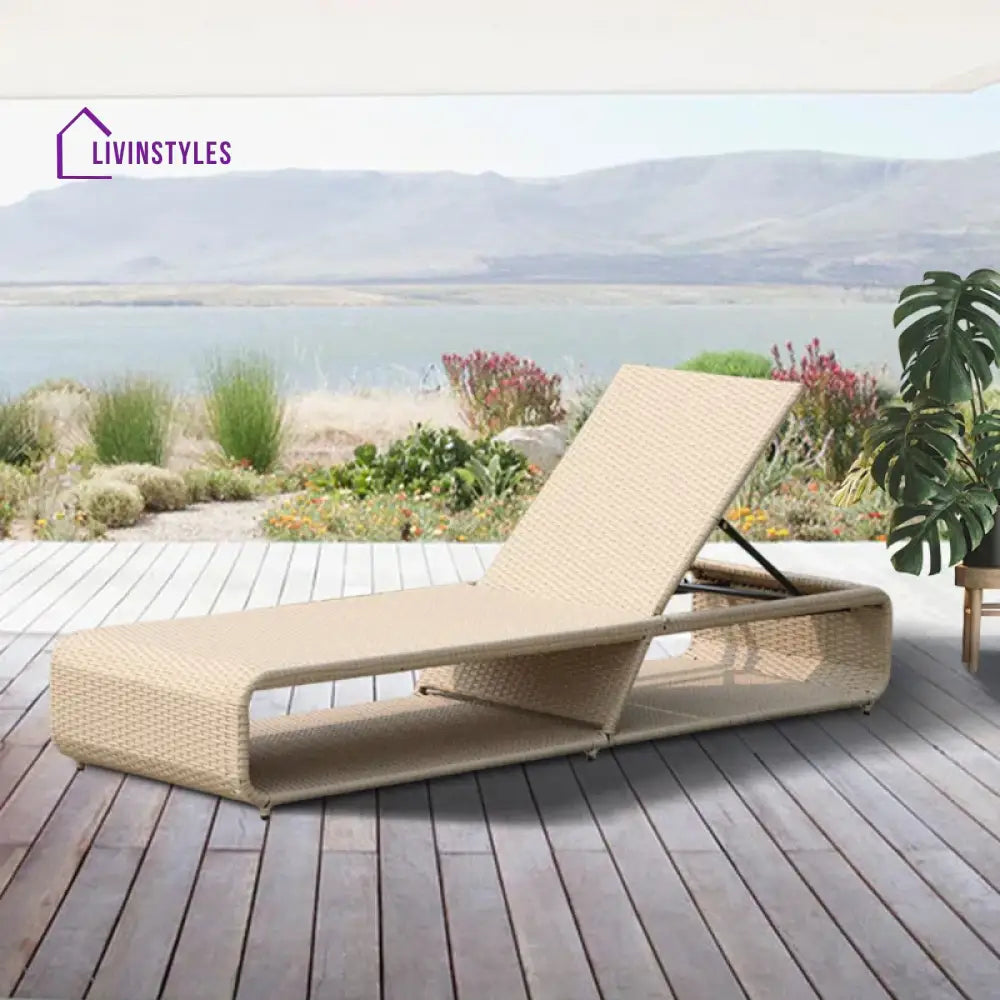 Tonio Outdoor Swimming Poolside Lounger (Beige) - Loungers