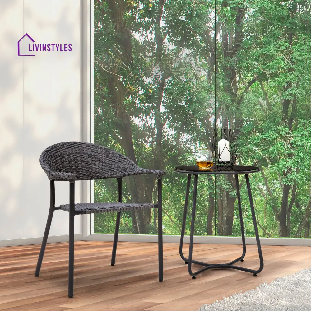 Topia Outdoor Patio Seating Set 2 Chairs and 1 Table Set (Dark Grey) - Coffee Table Sets
