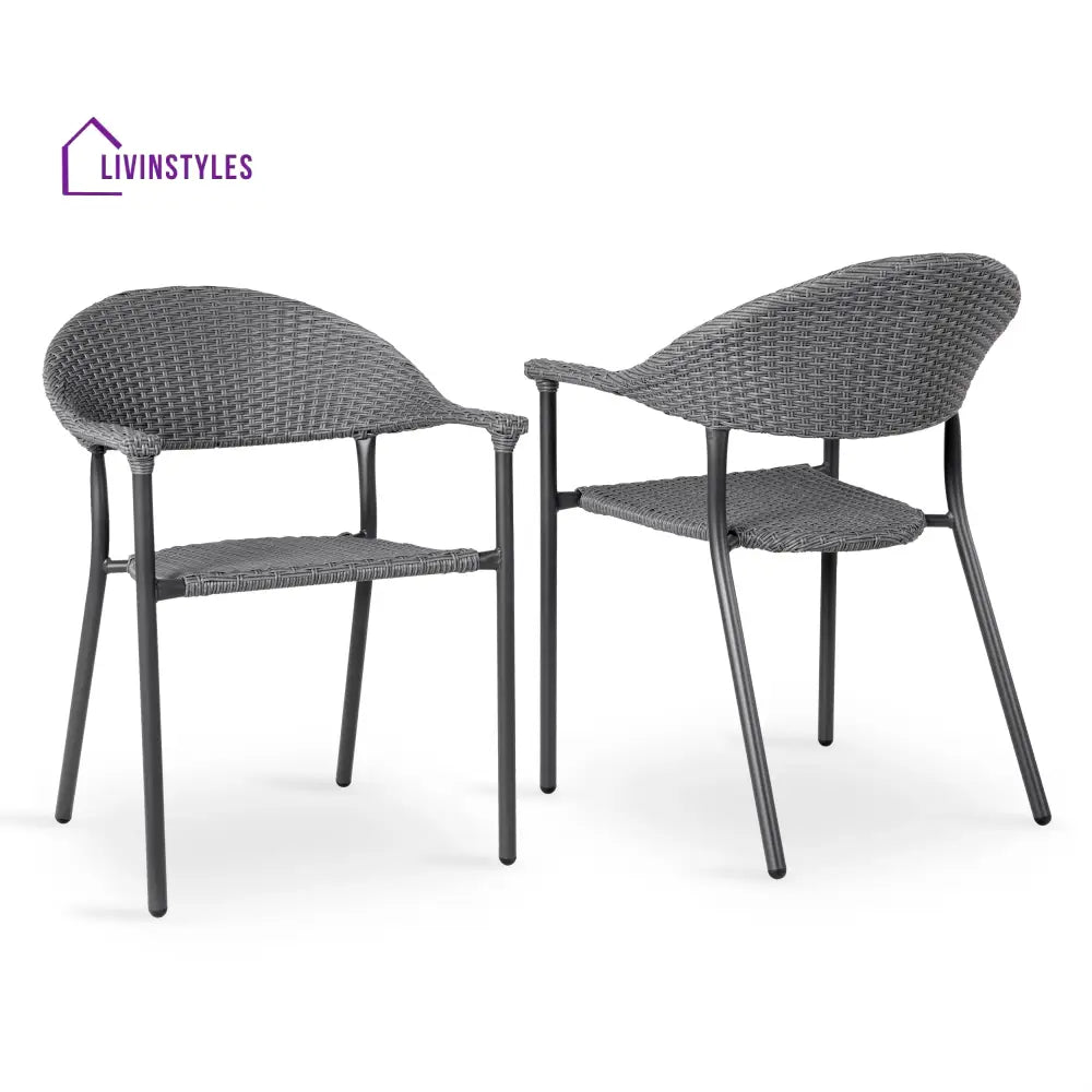 Topia Outdoor Patio Seating Set 2 Chairs and 1 Table Set (Dark Grey) - Coffee Table Sets