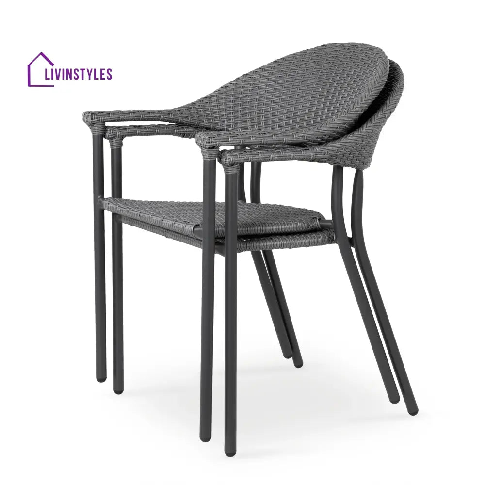 Topia Outdoor Patio Seating Set 2 Chairs and 1 Table Set (Dark Grey) - Coffee Table Sets