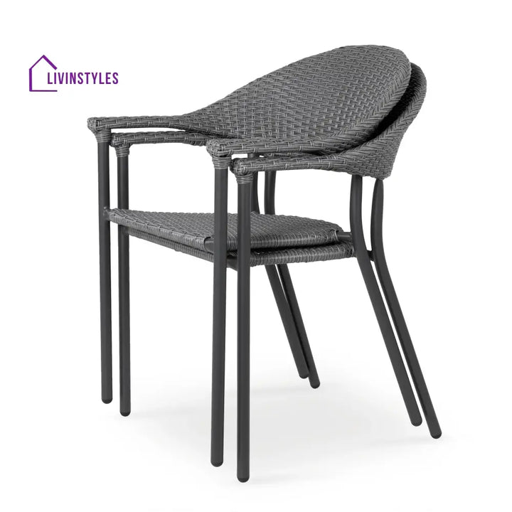 Topia Outdoor Patio Seating Set 2 Chairs and 1 Table Set (Dark Grey) - Coffee Table Sets