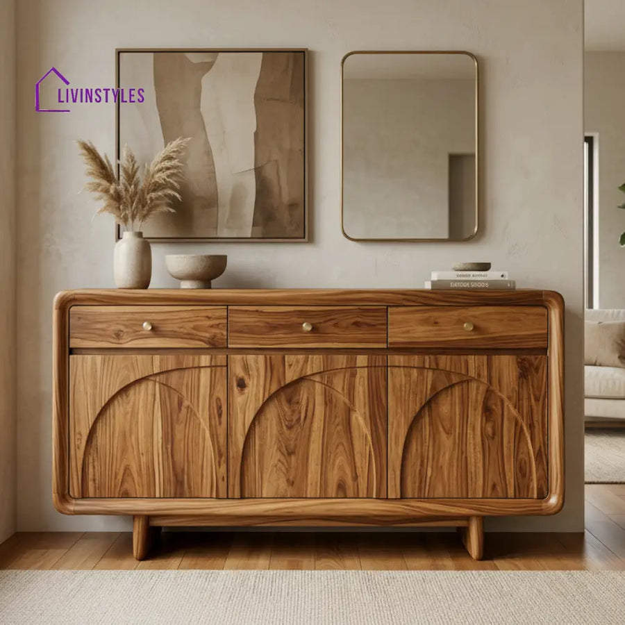 Toru Sheesham Wood Cabinet and Sideboard (Honey Finish)