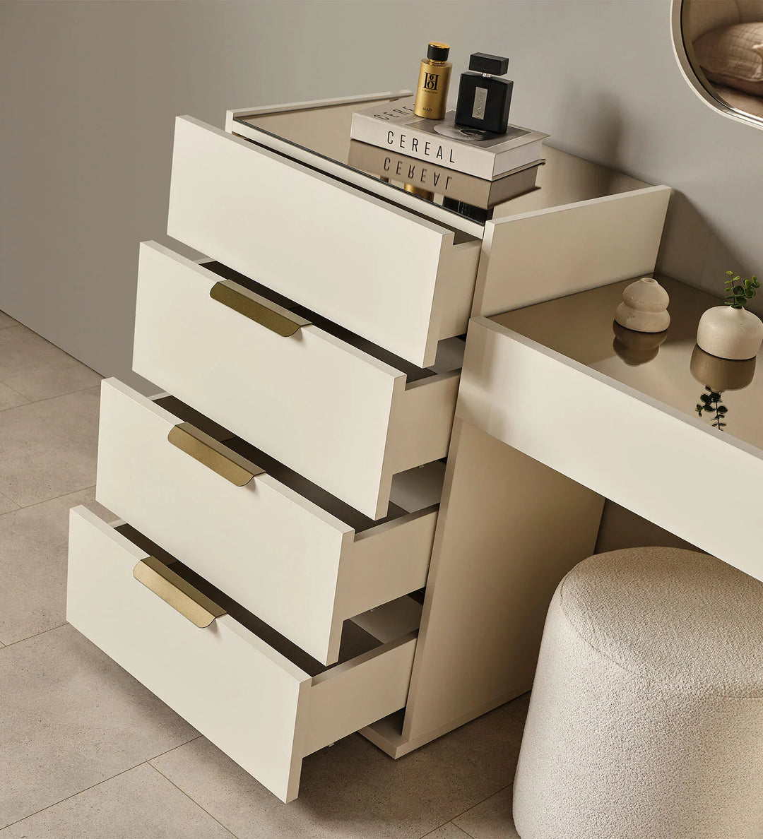 Omkarwood “Ivory Grace” Dressing Cabinet
