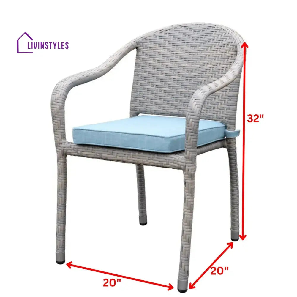 Toshi Outdoor Patio Seating Set 2 Chairs and 1 Table Set (Grey) - Coffee Table Sets
