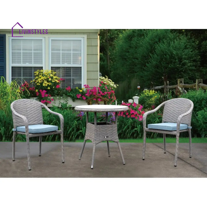 Toshi Outdoor Patio Seating Set 2 Chairs and 1 Table Set (Grey) - Coffee Table Sets
