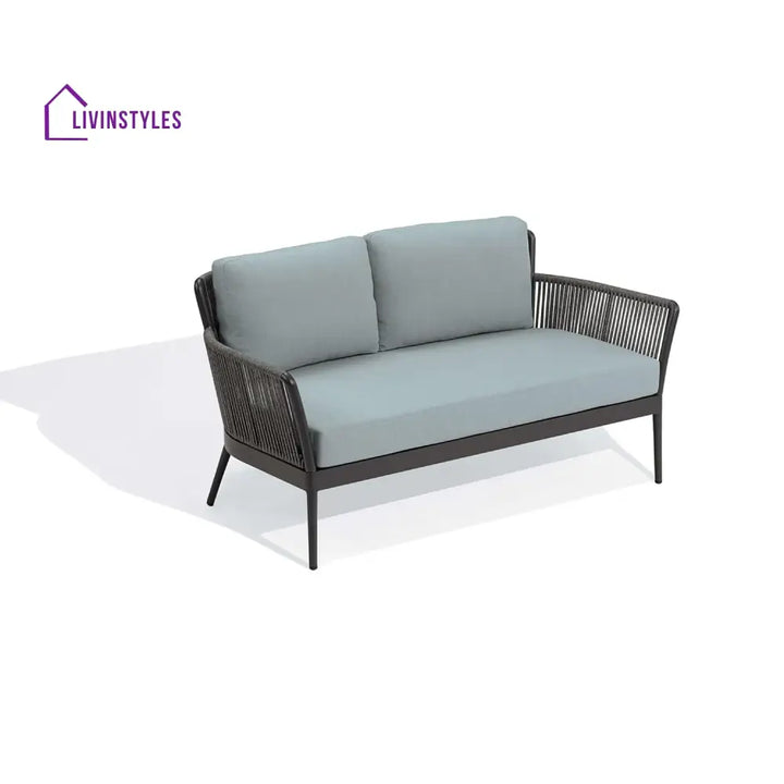 Trecla Outdoor Garden Balcony Sofa Set 2 Seater 2 Single Seater 1 Center Table Set (Dark Grey) Braided and Rope - Sofa