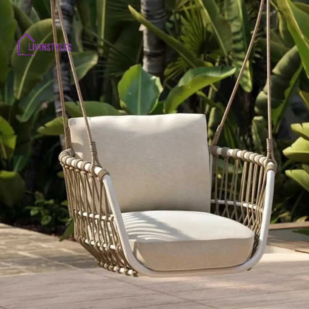 Tresso Single Seater Hanging Swing Without Stand For Balcony Garden Swing (Tan) Braided & Rope - Swings