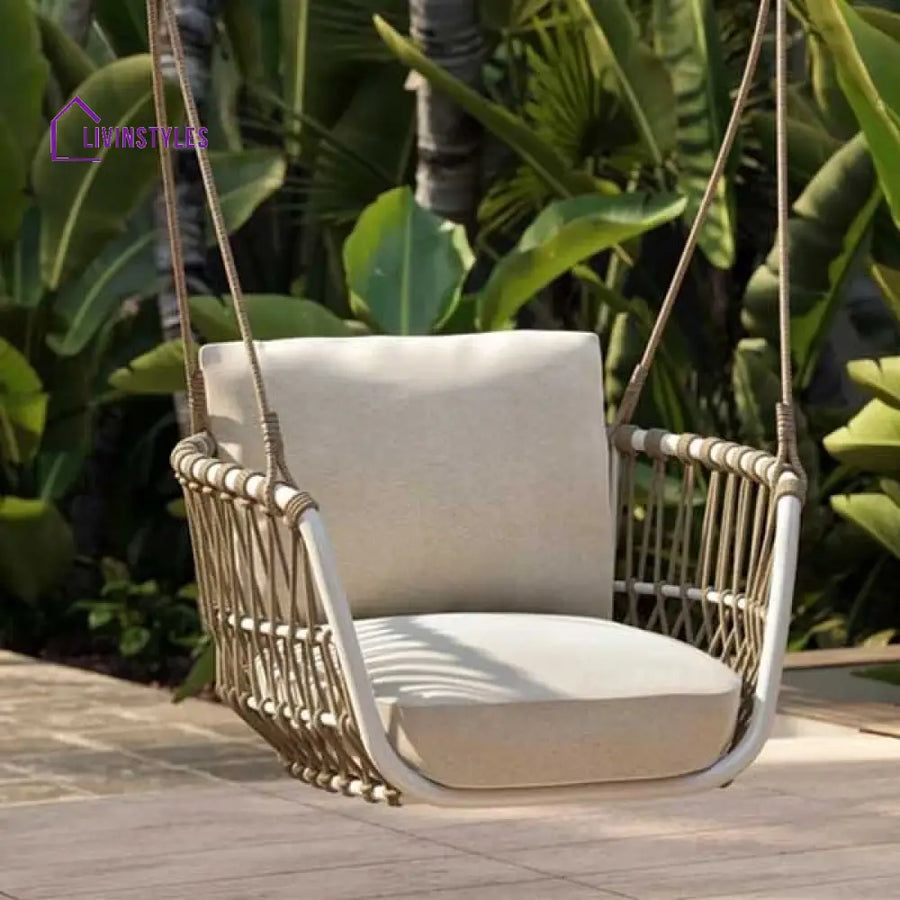 Tresso Single Seater Hanging Swing Without Stand For Balcony Garden Swing (Tan) Braided & Rope - Swings