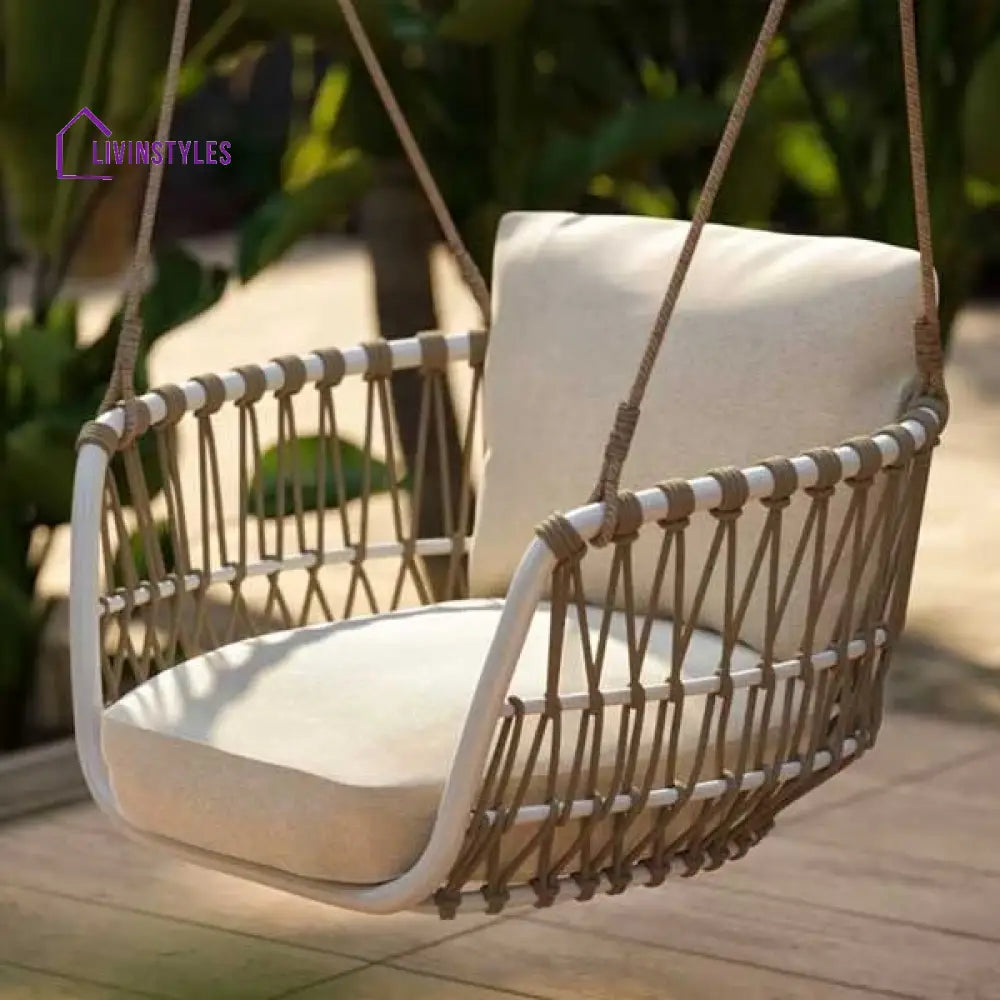 Tresso Single Seater Hanging Swing Without Stand For Balcony Garden Swing (Tan) Braided & Rope - Swings