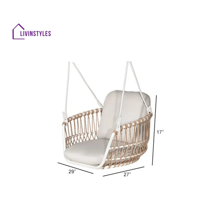 Tresso Single Seater Hanging Swing Without Stand For Balcony Garden Swing (Tan) Braided & Rope - Swings