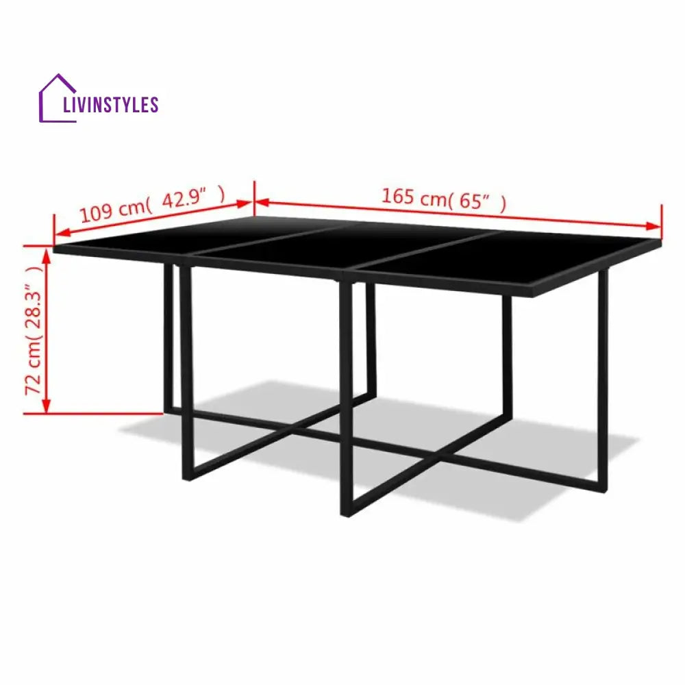 Trevisani Outdoor Patio Dining Set 6 Chairs 4 Ottoman and 1 Table (Black) - Dining sets