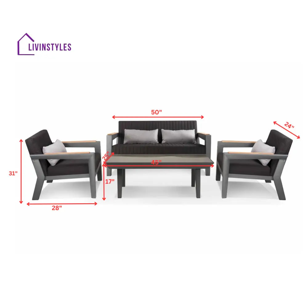 Trevisani Outdoor Sofa Set 2 Seater 2 Single seater and 1 Center Table (Grey) - Sofa Sets