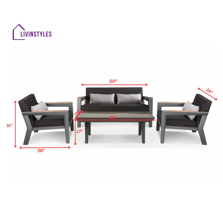 Trevisani Outdoor Sofa Set 2 Seater 2 Single seater and 1 Center Table (Grey) - Sofa Sets