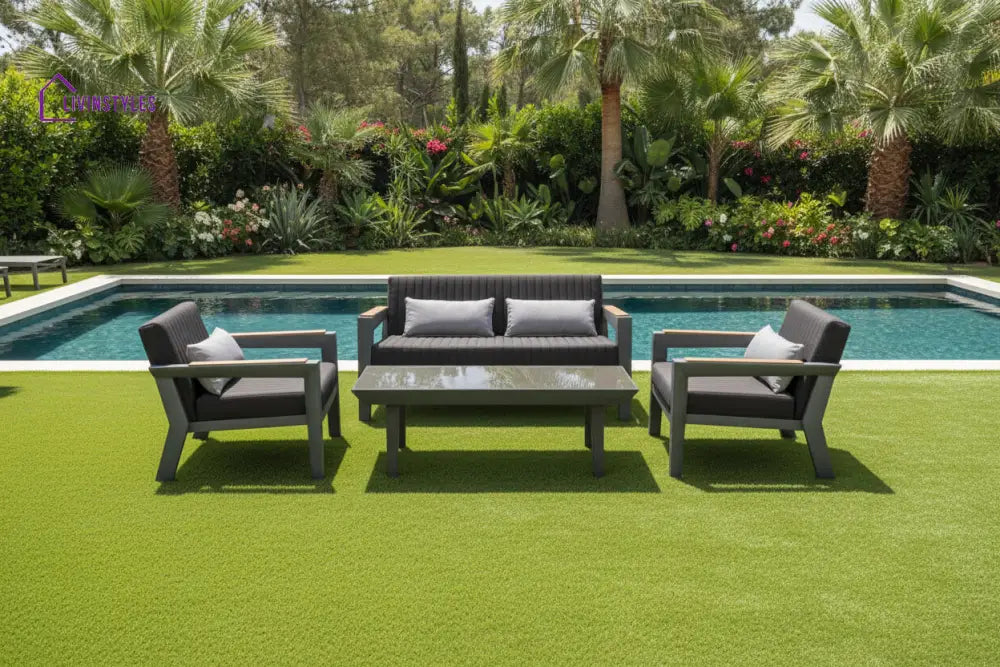 Trevisani Outdoor Sofa Set 2 Seater 2 Single seater and 1 Center Table (Grey) - Sofa Sets