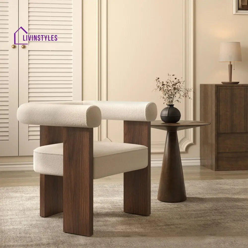 Trinaya Solid Wood and Fabric Arm Chair | Living Room Chair | Lounge Chair