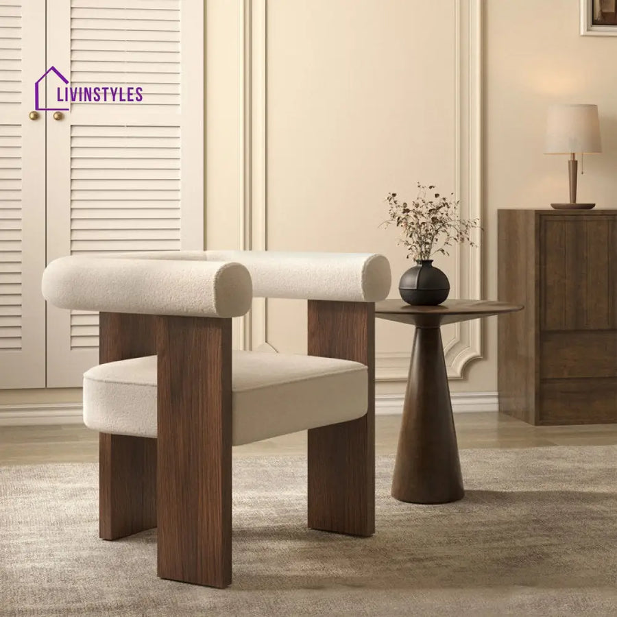 Trinaya Solid Wood and Fabric Arm Chair | Living Room Chair | Lounge Chair