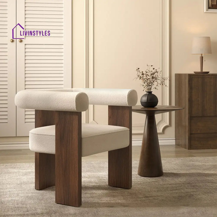 Trinaya Solid Wood and Fabric Arm Chair | Living Room Chair | Lounge Chair