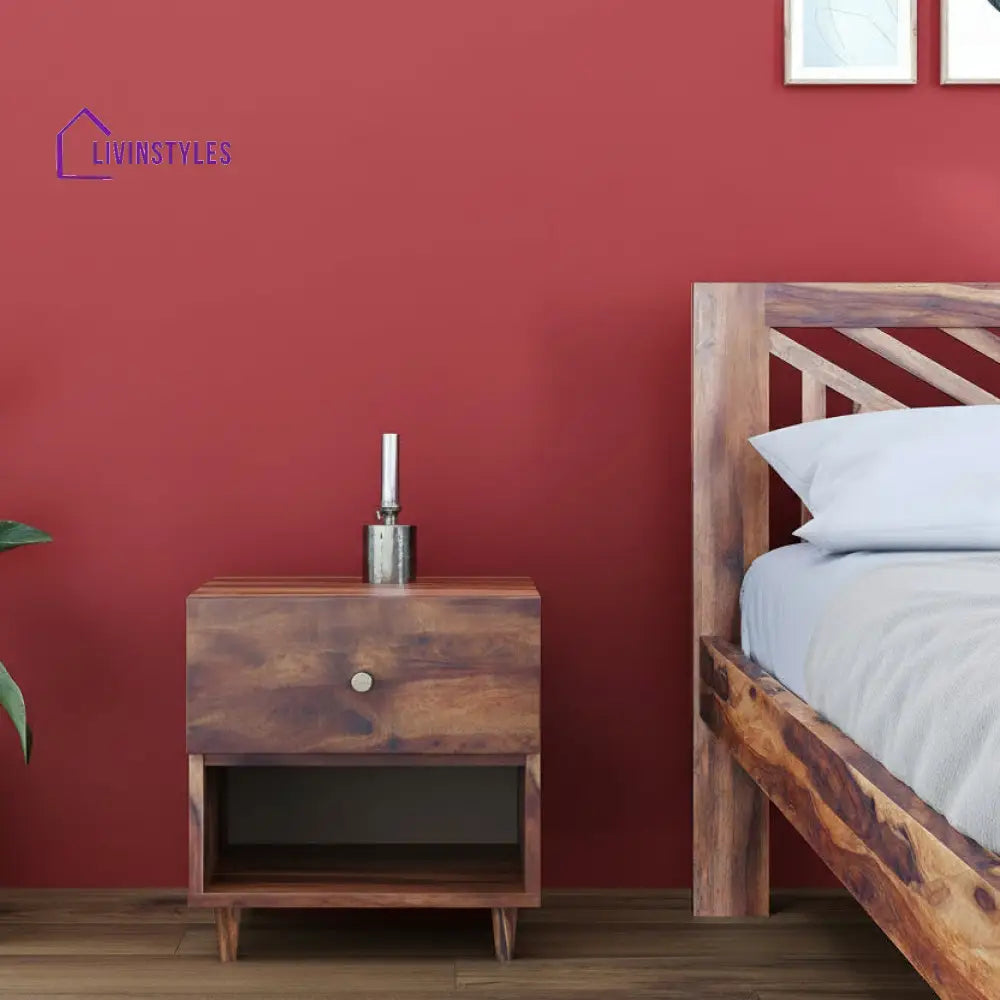 Trinh Drawer Bedside Table In Sheesham Wood