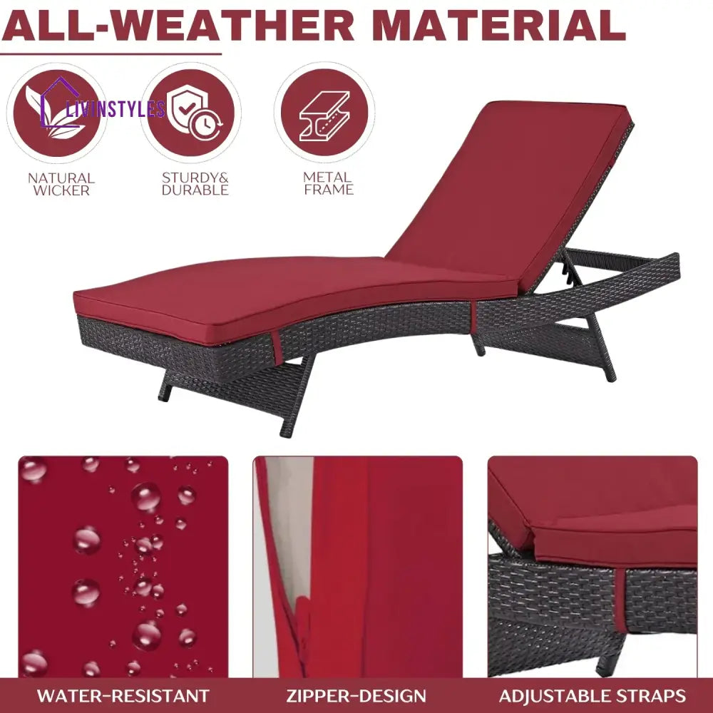 Trinidad Outdoor Rattan Wicker Chaise Lounger For Poolside