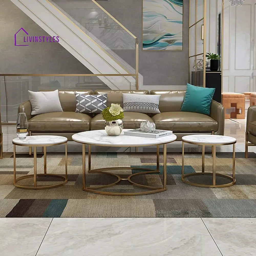 Trio Golden Nesting Tables Set of 3 Table
