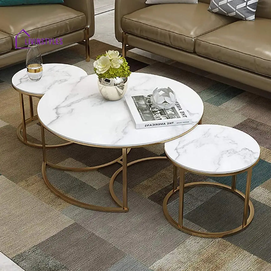 Trio Golden Nesting Tables Set of 3 Table