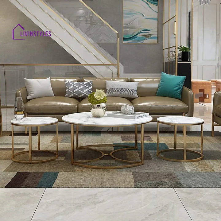 Trio Golden Nesting Tables Set of 3 Table