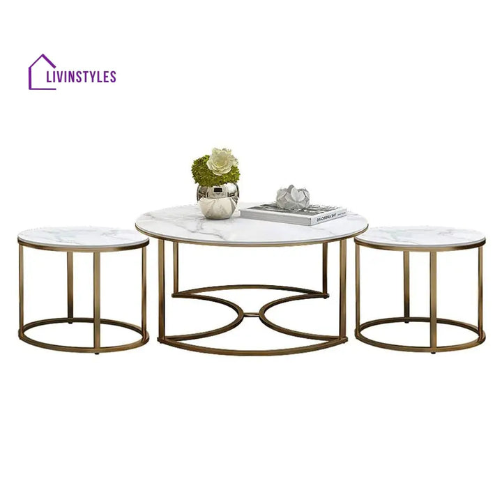 Trio Golden Nesting Tables Set of 3 Table