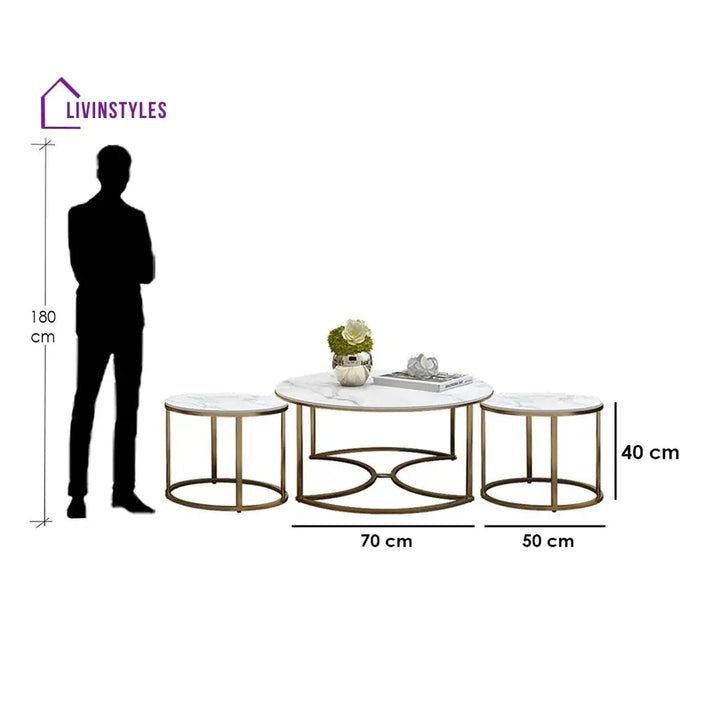 Trio Golden Nesting Tables Set of 3 Table