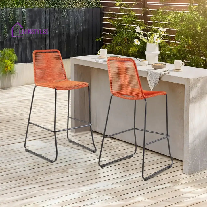 Trisha 2-Piece Outdoor Rope Bar Chairs – Stylish Comfort Built to Last - Bar Chairs