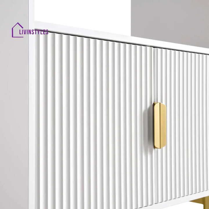Richmond Ridged Tall Bookcase with Doors Matte White Bookcases & Shelves