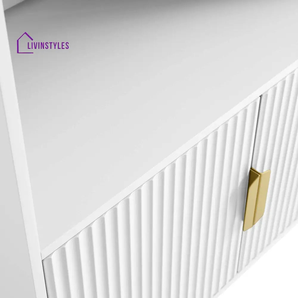 Richmond Ridged Tall Bookcase with Doors Matte White Bookcases & Shelves