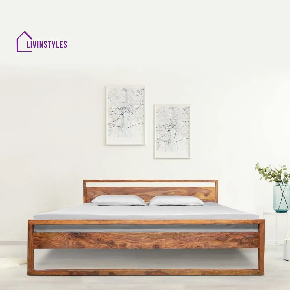 Tulsi Solid Wood Beds Queen / Natural Bed without storage