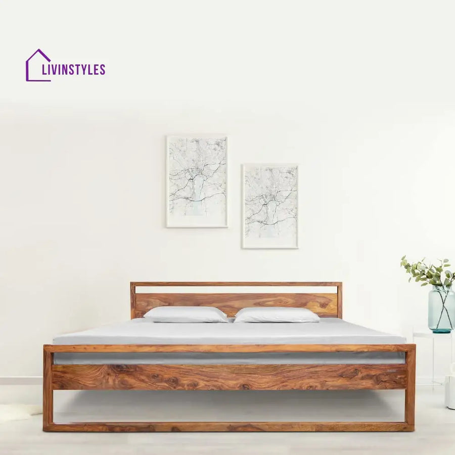 Tulsi Solid Wood Beds Queen / Natural Bed without storage