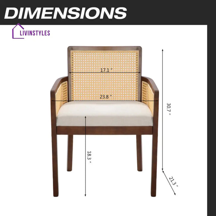 Trisha Solid Wood and Fabric Arm Chair | Living Room Chair | Lounge Chair