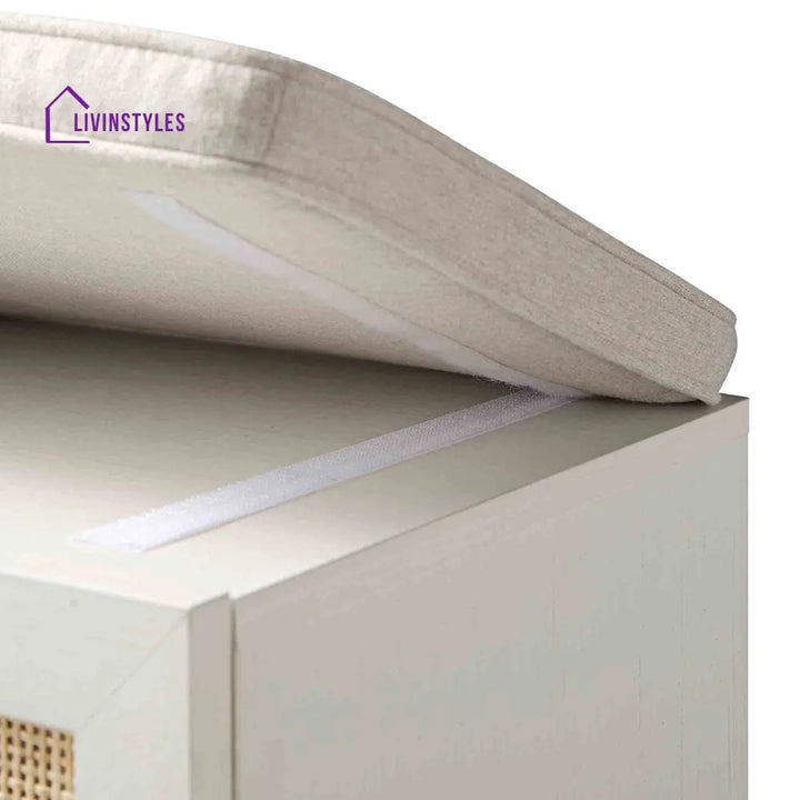 Frances Woven Rattan Storage Bench with Cushion White Cabinets & Chests