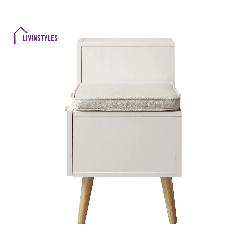 Frances Woven Rattan Storage Bench with Cushion White Cabinets & Chests