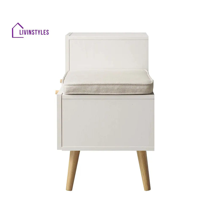 Frances Woven Rattan Storage Bench with Cushion White Cabinets & Chests