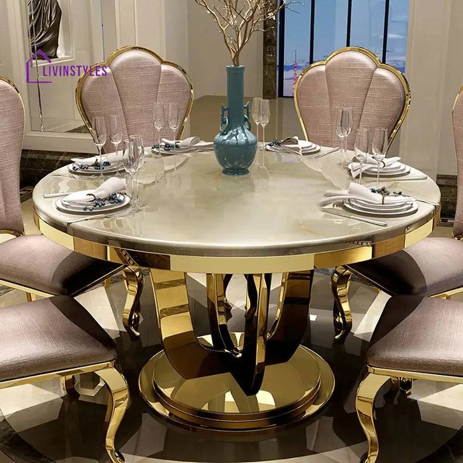 Trofim Stainless Steel Round Dining Table